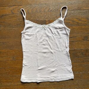Brandy Melville Women’s Lace Trim Tank Top - Light Pink